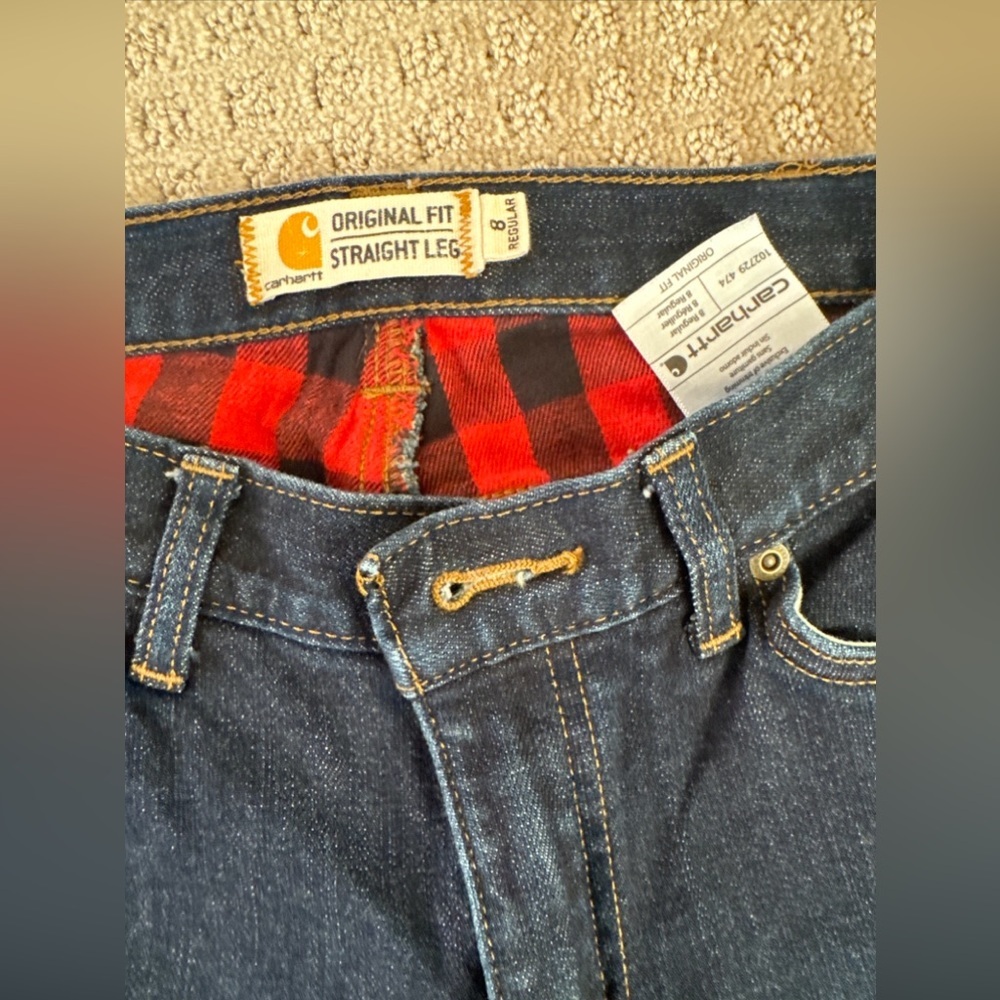 Carhartt Women’s ORIGINAL-FIT BLAINE FLANNEL-LINED JEAN Size 8 Regular - Picture 2 of 10